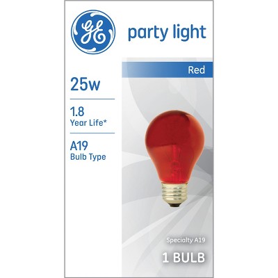 GE 25W Incandescent Party Light Red