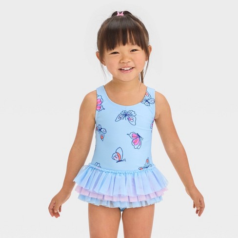 Baby Girls Tutu One Piece Swimsuit Cat Jack Light Blue 12m Target