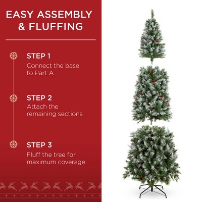 9ft Pre-Lit Frosted Pencil Christmas Tree with Pine Cones and Lights