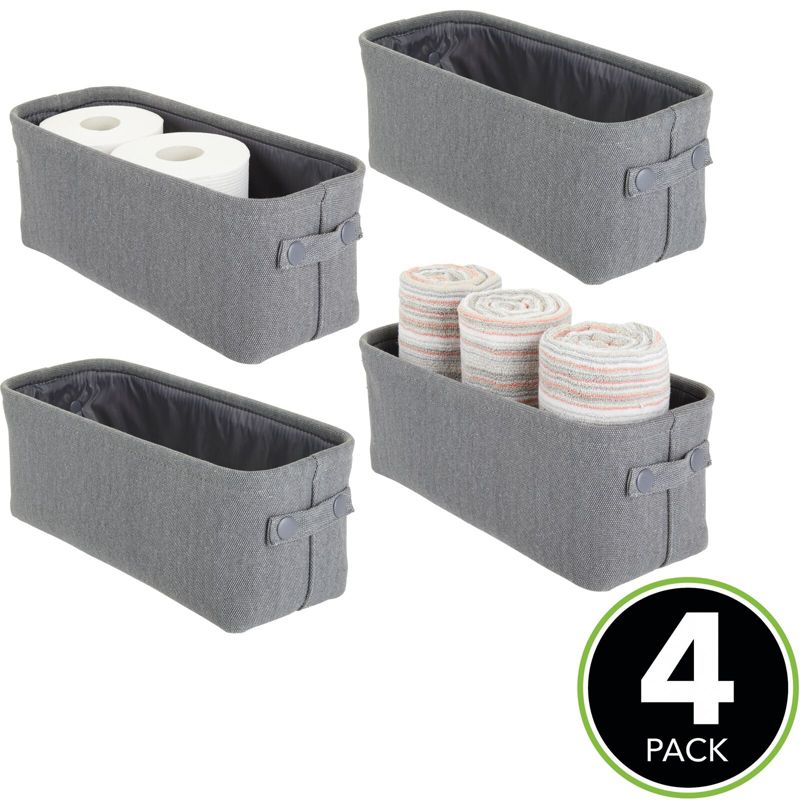 mDesign Cotton Fabric Bathroom Storage Organizer Bin - 4 Pack, 2 of 9