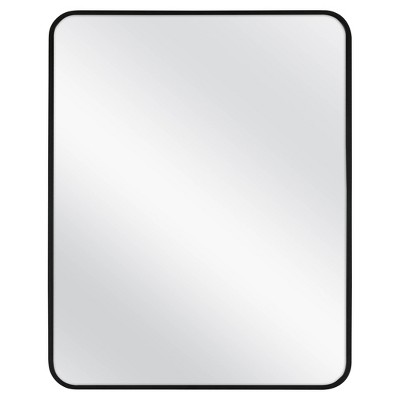 30" x 24" Rectangular Decorative Wall Mirror with Rounded Corners Black - Threshold&trade;: Modern Steel Frame, Wall Mounted