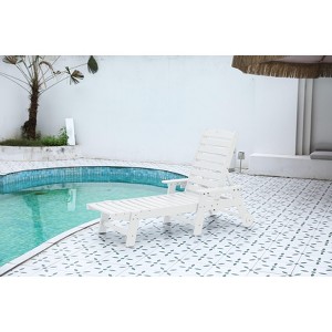 Okak 1PCS Outdoor Patiio Chaise Lounge with Cup Holder&Wheels,HDPE Patio Long Chair with 5 Positions,Lounge Chair Recliner Back for Pool,Deck,Gray - 1 of 4