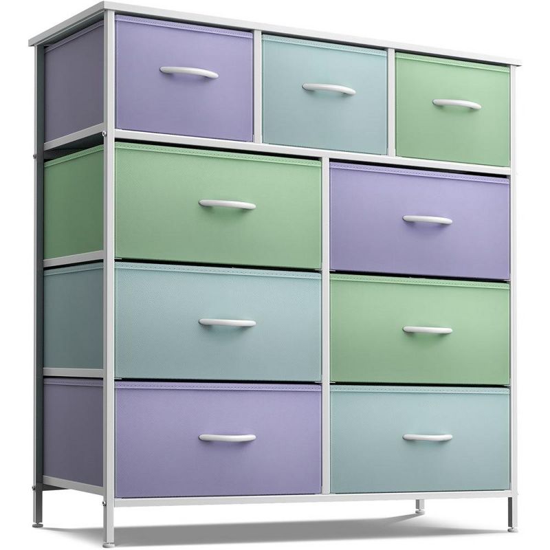 Sorbus Dresser with 9 Drawers - Furniture Storage Chest Tower Unit for Bedroom, Closet, etc - Steel Frame, Wood Top, Fabric Bins, 1 of 10