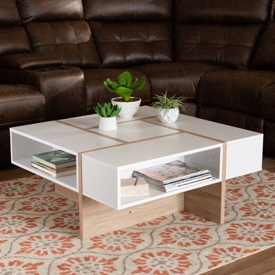 Rasa Square White and Oak Wood Coffee Table