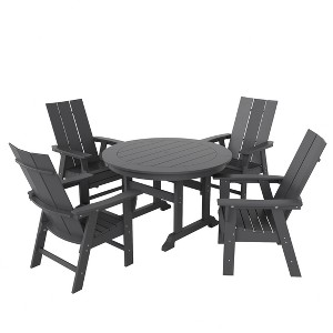 WestinTrends 5 Piece Outdoor Patio Dining Round Table and Modern Armchair Set - 1 of 4