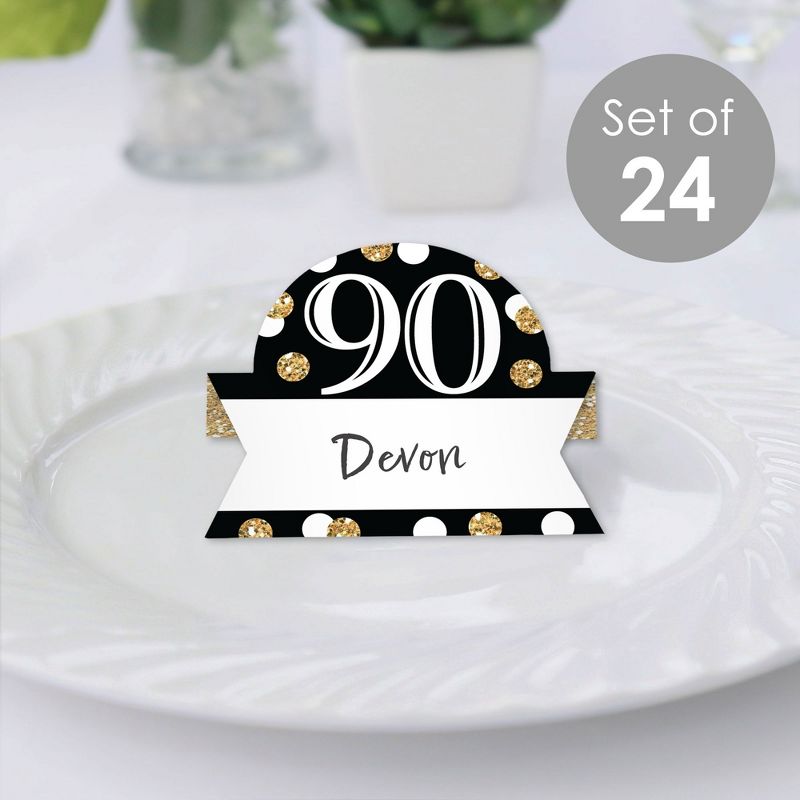 Big Dot of Happiness Adult 90th Birthday - Gold - Birthday Party Tent Buffet Card - Table Setting Name Place Cards - Set of 24, 2 of 9