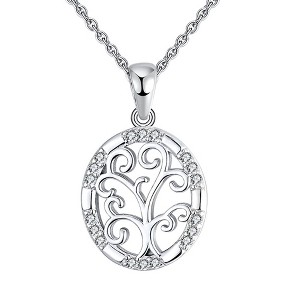 Family Tree Life Pendant Necklace for Women Sterling Silver Cz Ginger Lyne Collection - 1 of 4