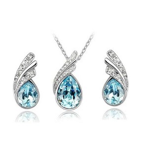 Hollywood Sensation Sea Blue Crystal Necklace Set - 1 of 3