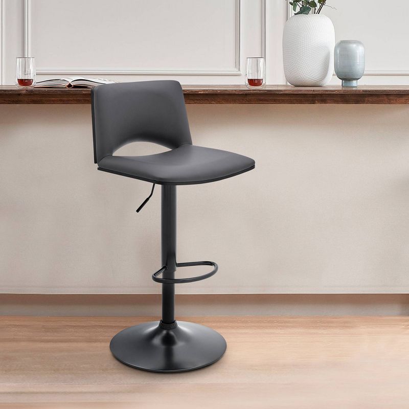 Thierry Adjustable Barstool with Faux Leather - Armen Living, 6 of 9