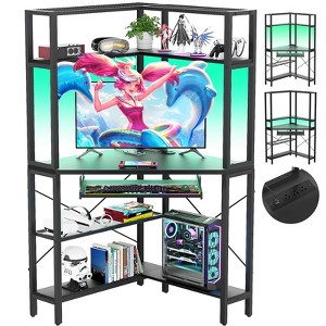 Besiost Corner Computer Desk with Hutch, Gaming Desk with Keyboard Tray for Home Office - 1 of 4