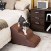 3-Tier Foam Dog Ramp Non-Slip Dog Steps Soft Pet Stairs Ladder for High Sofa Bed Grey/Brown - 2 of 4