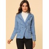 Allegra K Women's Regular Fit Casual Lapel Long Sleeve Denim Pockets Blazer - 3 of 4