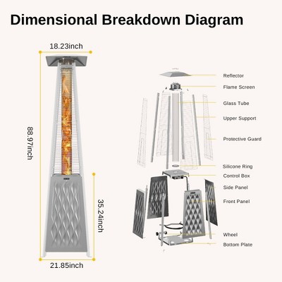 East Oak 91" Stainless Steel Pyramid Propane Patio Heater