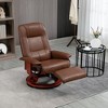 HOMCOM Faux Leather Manual Recliner, Adjustable Swivel Lounge Chair with Footrest, Armrest and Wrapped Wood Base for Living Room, Brown - 2 of 4