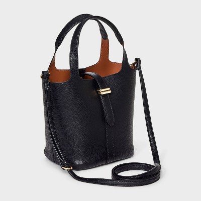 A New Day Mini Tulip Tote Handbag with Crossbody Strap - A New Day™ Black — фото 3