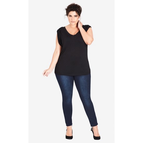 Women's Plus Size Harley Short Skinny Jean - dark denim | CITY CHIC - image 1 of 3