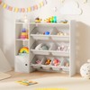 Costway Kids Toy Storage and Bookshelf, Wooden Bookcase with 4 Small Boxes & 4 Large Boxes Gray/White - 2 of 4