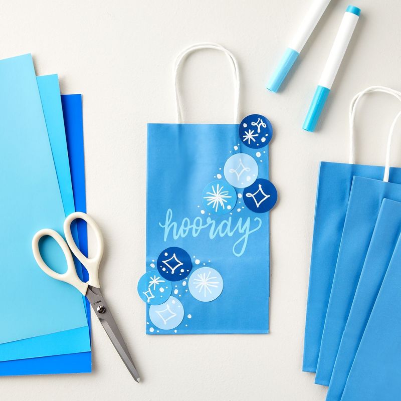 Blue Panda 25-Pack Blue Gift Bags with Handles - Small Paper Treat Bags for Birthday, Wedding, Retail (5.3x3.2x9 In), 3 of 9