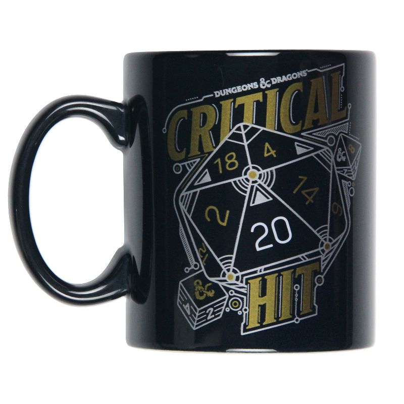 Dungeons and Dragons Critical Hit D20 Dice 16 OZ. Ceramic Coffee Mug Tea Cup Black, 1 of 5