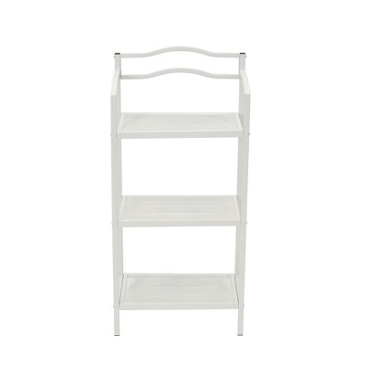 Elegant White 3-Tier Mesh Steel Freestanding Storage Shelf