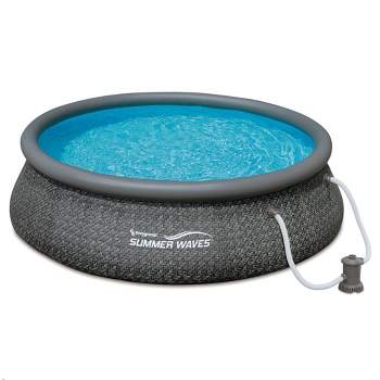Summer Waves Quick Set 12'x36" Outdoor Round Inflatable Above Ground Swimming Pool with Filter Pump and Filter Cartridge - Gray (P10012361)