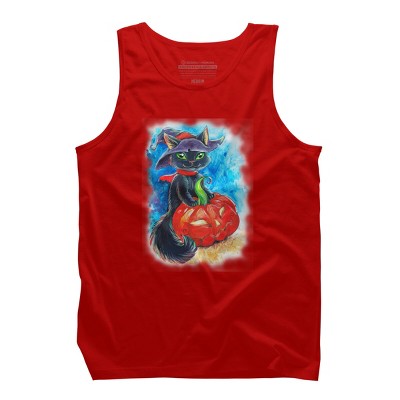 Men's Design By Humans halloween. the witch cat By POLINART Tank Top