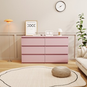 Accent Cabinet Modern with 6 Drawers and Recessed Handles for Bedroom 47.24in Wide-3irtyhousy - 1 of 4