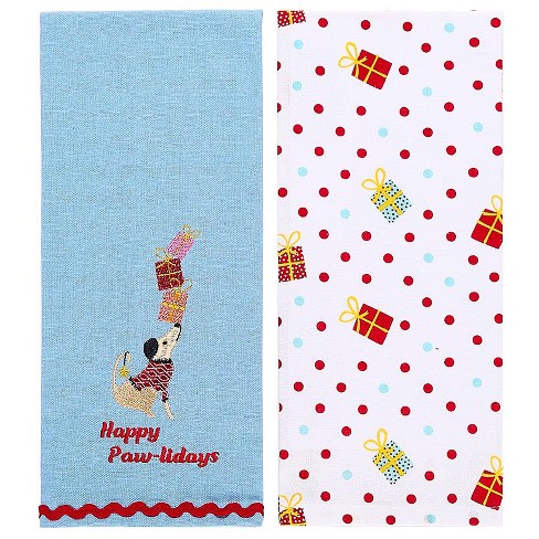 The Lakeside Collection Set of 2 Puppy-Themed Embroidered Kitchen Towels - image 1 of 2