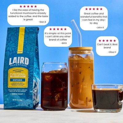 Laird Superfood Medium Roast Defend Functional Mushroom Ground Coffee - 12oz