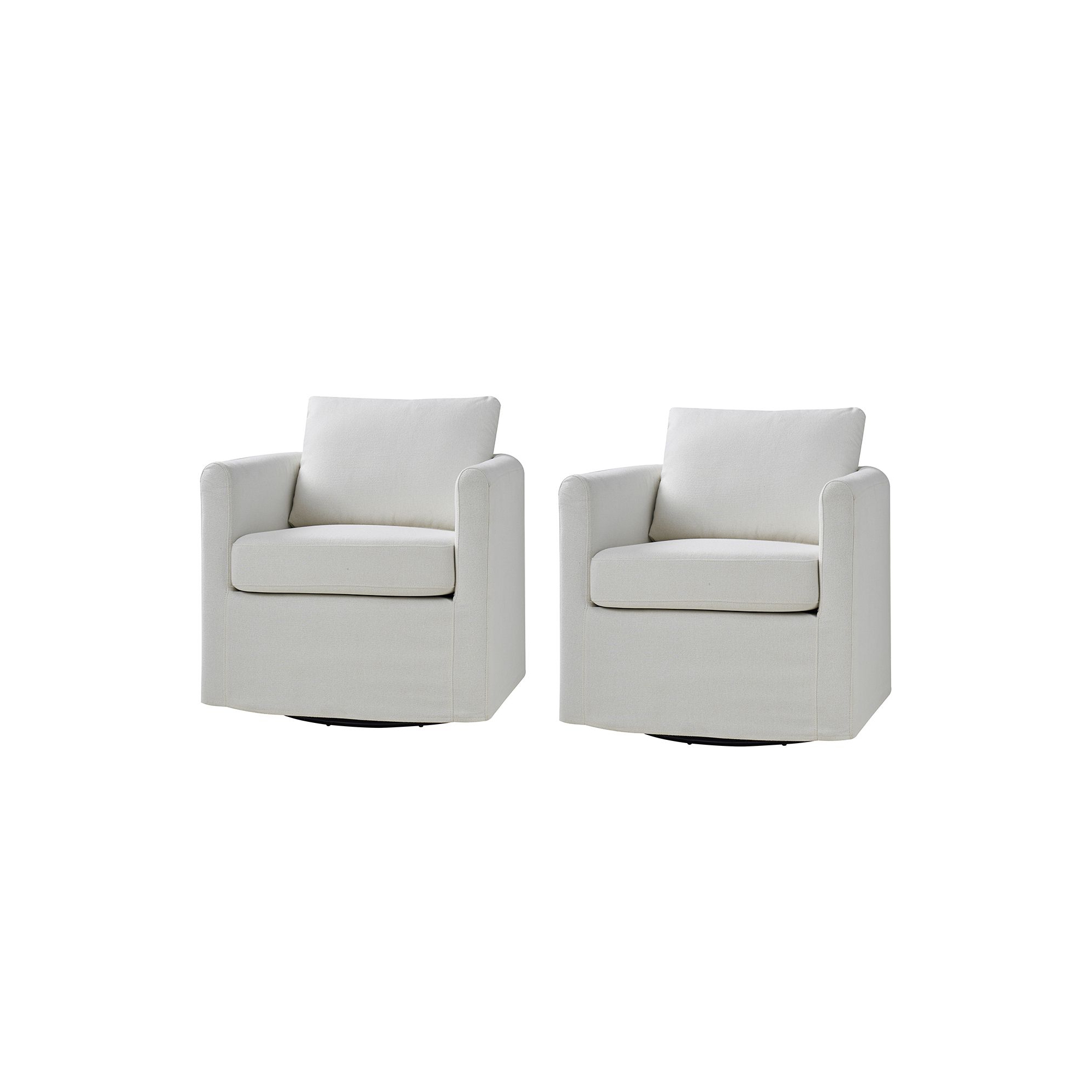 Bernhard Slipcovered Swivel Chair set of 2 with textured fabric and flared armrests| HULALA HOME-WHITE