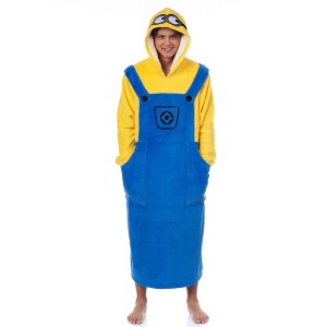 Minions Costume Adult Fleece Oversized Blanket Hoodie Pajama Loungewear - 1 of 4