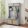 Entryway Hall Tree with Storage Bench, 64" Entryway Bench with Coat Rack, Wooden Coat Rack with 4 Hooks for Small Spaces Living Room Hallway - 2 of 4