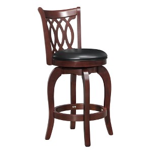 24" Parma Swivel Counter Height Barstool Chocolate - Inspire Q: Rubberwood Frame, Faux Leather - 1 of 4