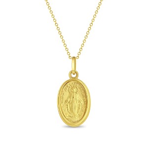 Girls' Virgin Mary Oval Gold Plated Sterling Silver Pendant Necklace - In Season Jewelry - 1 of 2