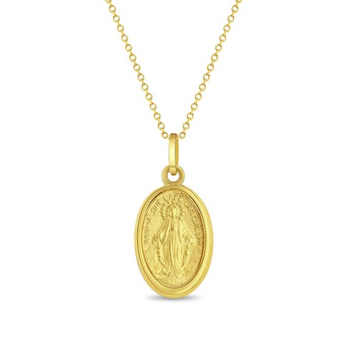 Girls' Virgin Mary Oval Gold Plated Sterling Silver Pendant Necklace - In Season Jewelry - image 1 of 2