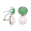 Ross-Simons Jade and 12-12.5mm Cultured Pearl Earrings in Sterling Silver - 3 of 4