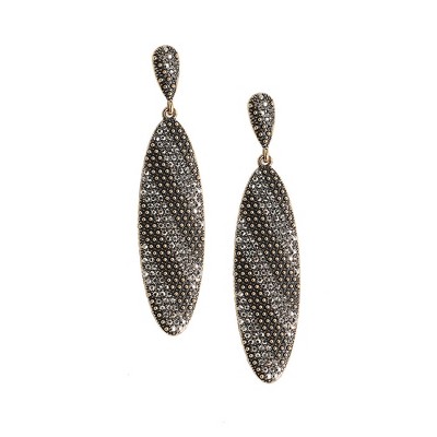 SOHI Women's Antique Silver Contrast Intricate Oval Drop Earrings