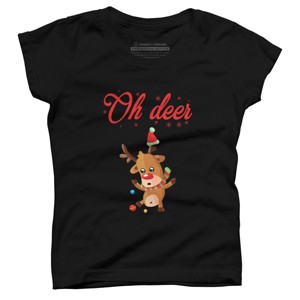 Girl's Design By Humans Oh deer - Christmas Sweater By Storms98 T-Shirt - 1 of 3