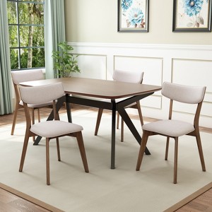 Christopher Knight Home Lara 5 Piece Mid-Century Modern Rubberwood Upholstered Dining Set - 1 of 4