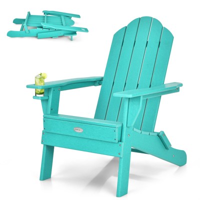 Tangkula Folding Adirondack Chair Outdoor Adirondack Chair Weather Resistant Lounger  for Backyard Porch Poolside Turquoise/Grey/White/Black