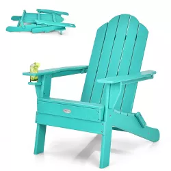Tangkula Folding Adirondack Chair Outdoor Adirondack Chair Weather Resistant Lounger  Fire Pit Chair for Backyard Porch Poolside Turquoise/Grey/White/Black