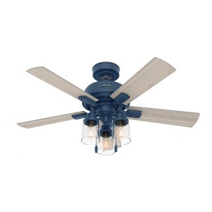 Hunter Fans 44" Pelston Lighted Ceiling Fan Indigo Blue Finish with Integrated LED and Pull Chain Control - 1 of 4