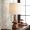 360 Lighting Mid Century Modern Table Lamp 24" High Walnut Faux Wood Brown Off White Linen Drum Shade for Bedroom Living Room House Bedside Office - 2 of 4