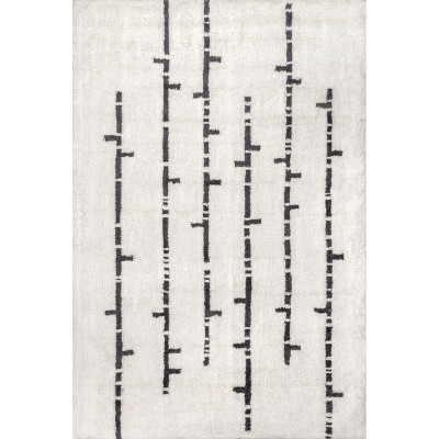 Ivory and Black Stripe Wool 4' x 6' Area Rug