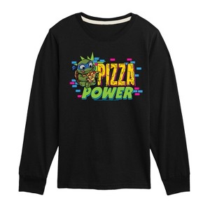 Boys' - Teenage Mutant Ninja Turtles Mutant Mayhem - Leo Pizza Power Long Sleeve Graphic T-Shirt - 1 of 3