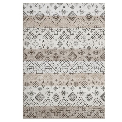 2 x 6 ft Polyester Red Rectangular Hallway Entryway Bathroom Kitchen Geometric Print Farmhouse Machine Washable Runner Rug