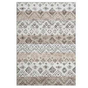 2 x 6 ft Polyester Red Rectangular Hallway Entryway Bathroom Kitchen Geometric Print Farmhouse Machine Washable Runner Rug - 1 of 4