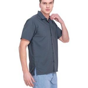 LA LEELA Men's Short Sleeve Button Down Solid Casual Camp Vacation Shirts Business Collared Shirt for Men Summer Work Shirts with Pocket - 1 of 4
