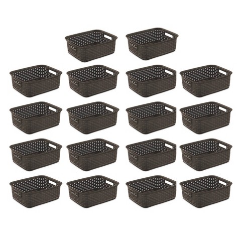 Sterilite Espresso Plastic Weave Storage Baskets