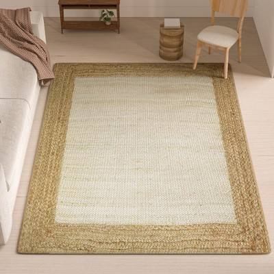 Maxax Rustic Jute Door Mat， Natural Fiber Jute Rug Solid Center for Entryway and Hallway